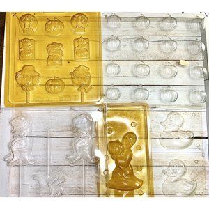 Lot of 6 Wilton Halloween Candy Molds Halloween Pumpkins Ghost Dinosaur Duck VTG